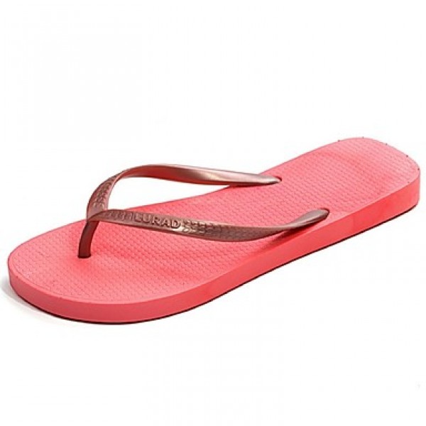 Women's Summer Flip Flops / Open Toe PVC Casual Flat Heel Black / Blue / Pink / Red / White / Beige