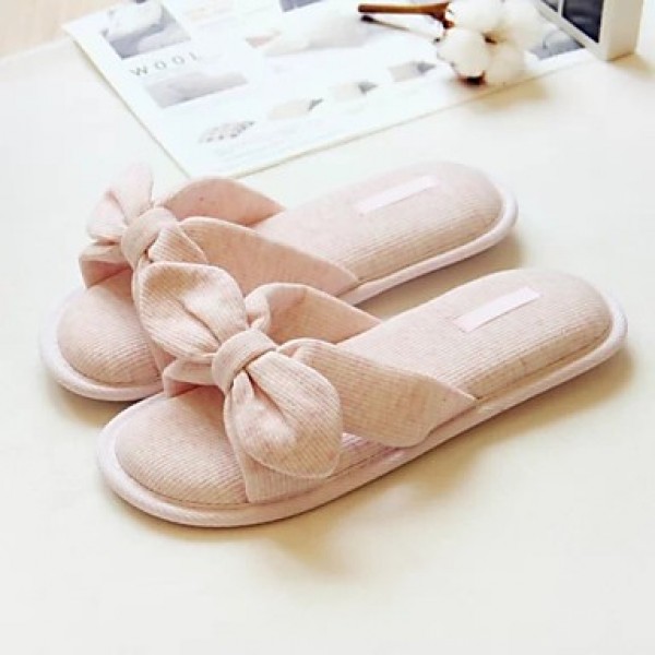 Women's Slippers & Flip-Flops Fall / Winter Scuff Cotton Casual Flat Heel Bowknot Pink / Gray Others