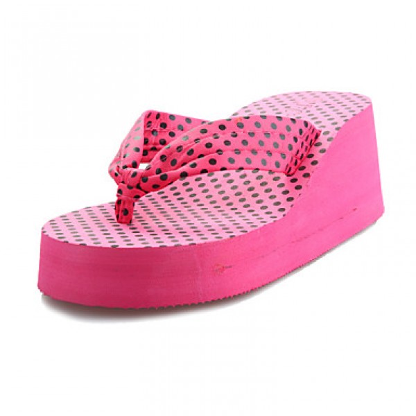 Women's Shoes Flip Flops Wedge Heel Fabric Slippers Shoes More Colors available