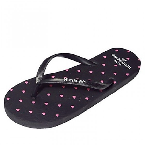 Women's Summer Open Toe / Slippers Synthetic Outdoor / Casual Flat Heel Black / Pink