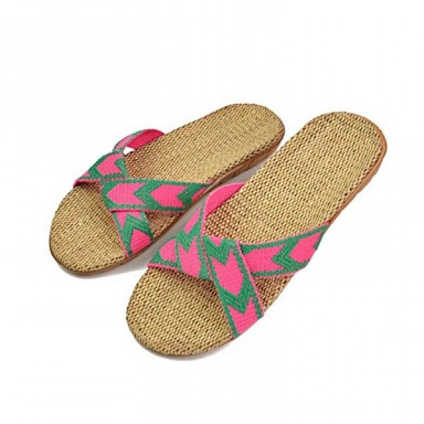 Unisex Slippers & Flip-Flops Summer Slingback Polyester Casual Flat Heel Others Blue / Brown / Purple / Fuchsia Others