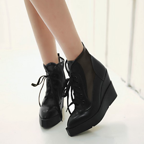 Women's Shoes Wedge Heel Pointed Toe Fashion Sneakers with Lace-up Casual More Colors available