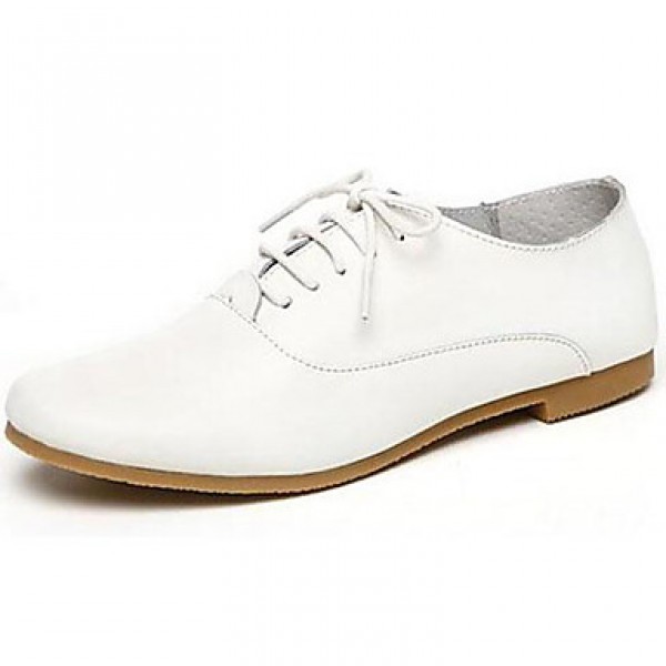Women's Shoes Nappa Leather Spring/Summer/Fall/Winter Moccasin Oxfords Athletic/Dress/Casual Flat Heel Lace-up White