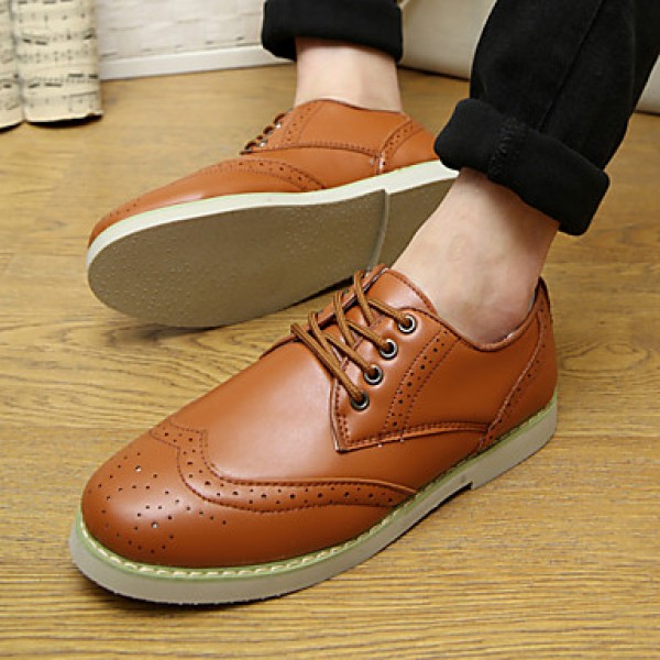 Women's Spring / Summer / Fall / Winter Comfort Leather Casual Flat Heel Lace-up Black / Brown / White